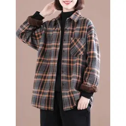 StyleCast x Revolte Women Checked Longline Tailored Jacket-picture-21