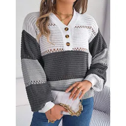 StyleCast x Revolte Women Colourblocked V-Neck Pullover-picture-34