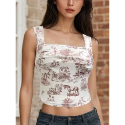 StyleCast x Revolte Women Conversational Print Square Neck Crop Top-picture-10