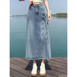 StyleCast x Revolte Women Denim A-Line Midi Skirts-picture-31
