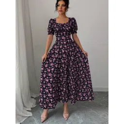 StyleCast x Revolte Women Floral Print Puff Sleeve Fit & Flare Maxi Dress-picture-21