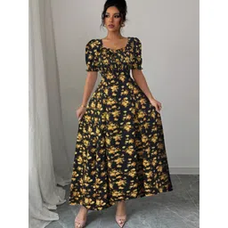 StyleCast x Revolte Women Floral Printed Gathered Puff Sleeve Fit & Flare Maxi Dress-picture-20