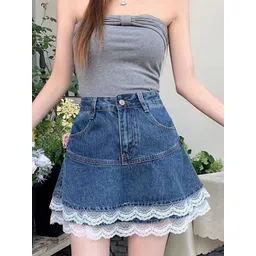StyleCast x Revolte Women Layered A-Line Denim Mini Skirt-picture-15