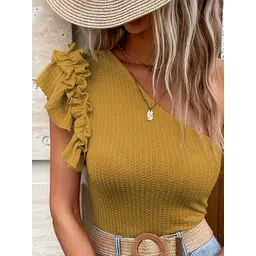 StyleCast x Revolte Women One Shoulder Flutter Sleeves Casual Top-picture-31