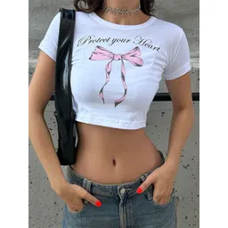 StyleCast x Revolte Women Printed Raw Edge Slim Fit T-shirt-picture-13