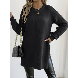 StyleCast x Revolte Women Round Neck Longline Pullover Sweaters-image-18