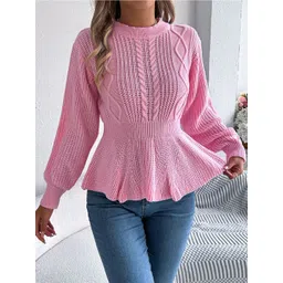 StyleCast x Revolte Women Self Design Cable Knit Long Sleeves Pullover-picture-21