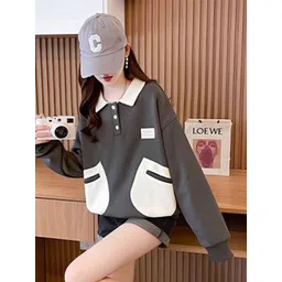 StyleCast x Revolte Women Shirt Collar Pullover Sweatshirt-picture-17