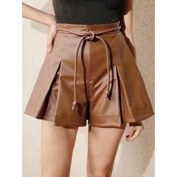 StyleCast x Revolte Women Skinny Fit Mid-Rise Leather Shorts-picture-14