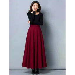 StyleCast x Revolte Women Solid Flared Maxi Skirts-picture-40