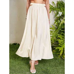 StyleCast x Revolte Women Solid Flared Midi Skirt-picture-16