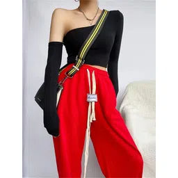 StyleCast x Revolte Women Solid One Shoulder Crop Regular Top-picture-30