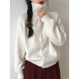 StyleCast x Revolte Women Solid Turtle Neck Long Sleeves Front-Open Sweaters-picture-19