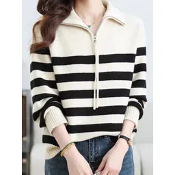 StyleCast x Revolte Women Striped Half Zipper Henley Neck Long Sleeves Pullover-picture-28