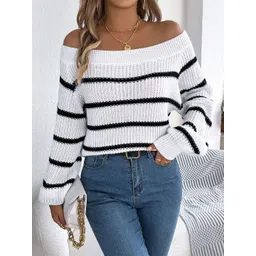 StyleCast x Revolte Women Striped Off-Shoulder Pullover Sweaters-picture-39