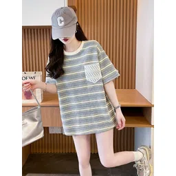 StyleCast x Revolte Women Striped Round Neck Cotton Oversized T-shirt-picture-16