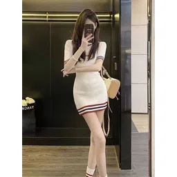 StyleCast x Revolte Women Striped Round Neck Sheath Dress-picture-14