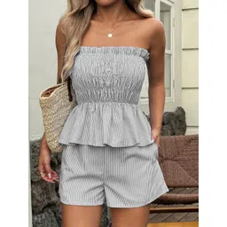 StyleCast x Revolte Women Striped Top and Shorts Co-ord Set-picture-38