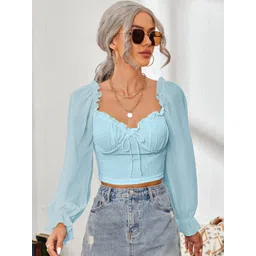 StyleCast x Revolte Women Sweetheart Neck Puff Sleeve Ruffles Tank Top-picture-38