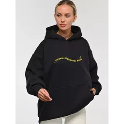 StyleCast x Revolte Women Typography Printed Hooded Oversized Sweatshirt image 2