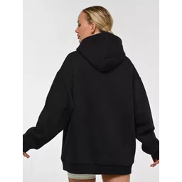 StyleCast x Revolte Women Typography Printed Hooded Oversized Sweatshirt image 3