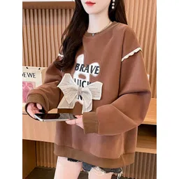 StyleCast x Revolte Women Typography Printed Round Neck Cotton Pullover Sweatshirt-picture-17