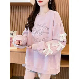 StyleCast x Revolte Women Typography Printed Round Neck Cotton Pullover Sweatshirt-picture-12