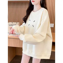 StyleCast x Revolte Women Typography Printed Round Neck Cotton Pullover Sweatshirt-picture-11