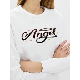 StyleCast x Revolte Women Typography Printed Round Neck Pullover Sweatshirt image 3