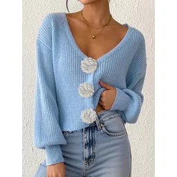 StyleCast x Revolte Women V-Neck Crop Pullover Sweaters-picture-32