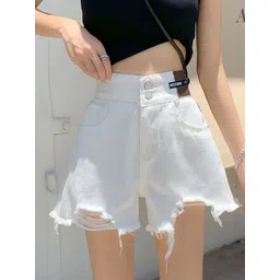 StyleCast x Revolte Women White Loose Fit High-Rise Shorts-picture-39