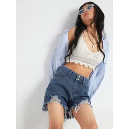 StyleCast X SERA Women High-Rise Denim Denim Shorts-picture-26