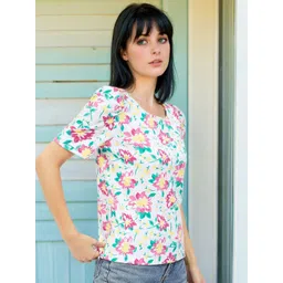 Stylecast X Slyck Floral Print Puff Sleeve Cotton Top image 3