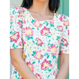 Stylecast X Slyck Floral Print Puff Sleeve Cotton Top image 2