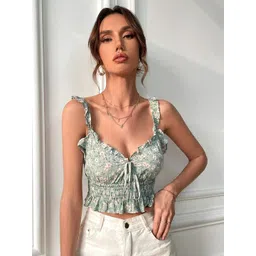 Stylecast X Slyck Floral Printed Smocked Regular Top-picture-16