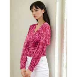 Stylecast X Slyck Floral Printed V-Neck Puff Sleeves Top image 2