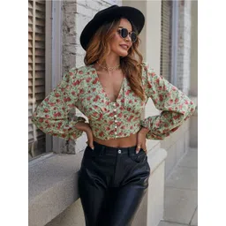 Stylecast X Slyck Floral Printed V-Neck Top-picture-30