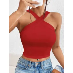 Stylecast X Slyck Halter Neck Fitted Crop Top-picture-30