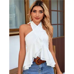 Stylecast X Slyck Halter Neck Sleeveless Ruffles Smocked Top-picture-38