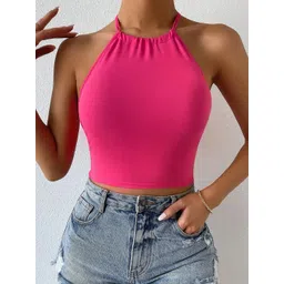 Stylecast X Slyck Halter Neck Styled Back Crop Top-picture-16