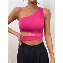Stylecast X Slyck One Shoulder Cut Out Detail Fitted Crop Top-picture-29