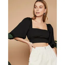 Stylecast X Slyck Puff Sleeve Styled Back Crop Top-picture-39