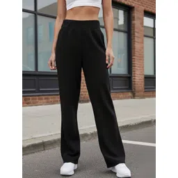 Stylecast X Slyck Solid High-Rise Elasticated Waist Straight Fit Trousers-picture-32