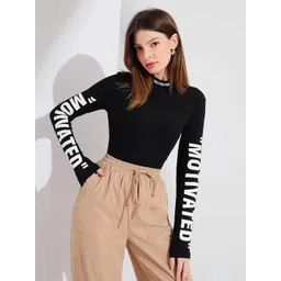 Stylecast X Slyck Typography Printed High Neck Fitted Top-picture-35
