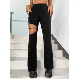 Stylecast X Slyck Women Comfort Flared Cut-Out Detailing Wrinkle Free Bootcut Trousers-picture-29