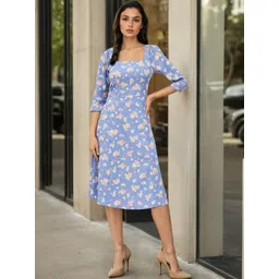 Stylecast X Slyck Women Floral Print Puff Sleeve A-Line Dress-picture-23