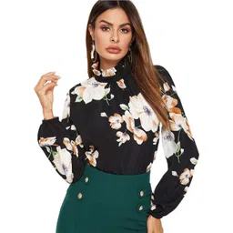 Stylecast X Slyck Women Floral Printed Puff Sleeve Ruffles Top-picture-28