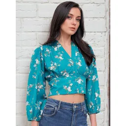 Stylecast X Slyck Women Floral Printed V-Neck Puff Sleeves Top-picture-18