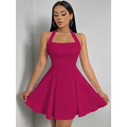 Stylecast X Slyck Women Halter Neck Fit & Flare Dress-picture-27