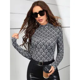 Stylecast X Slyck Women High Neck Printed Crop Fitted Top-picture-17